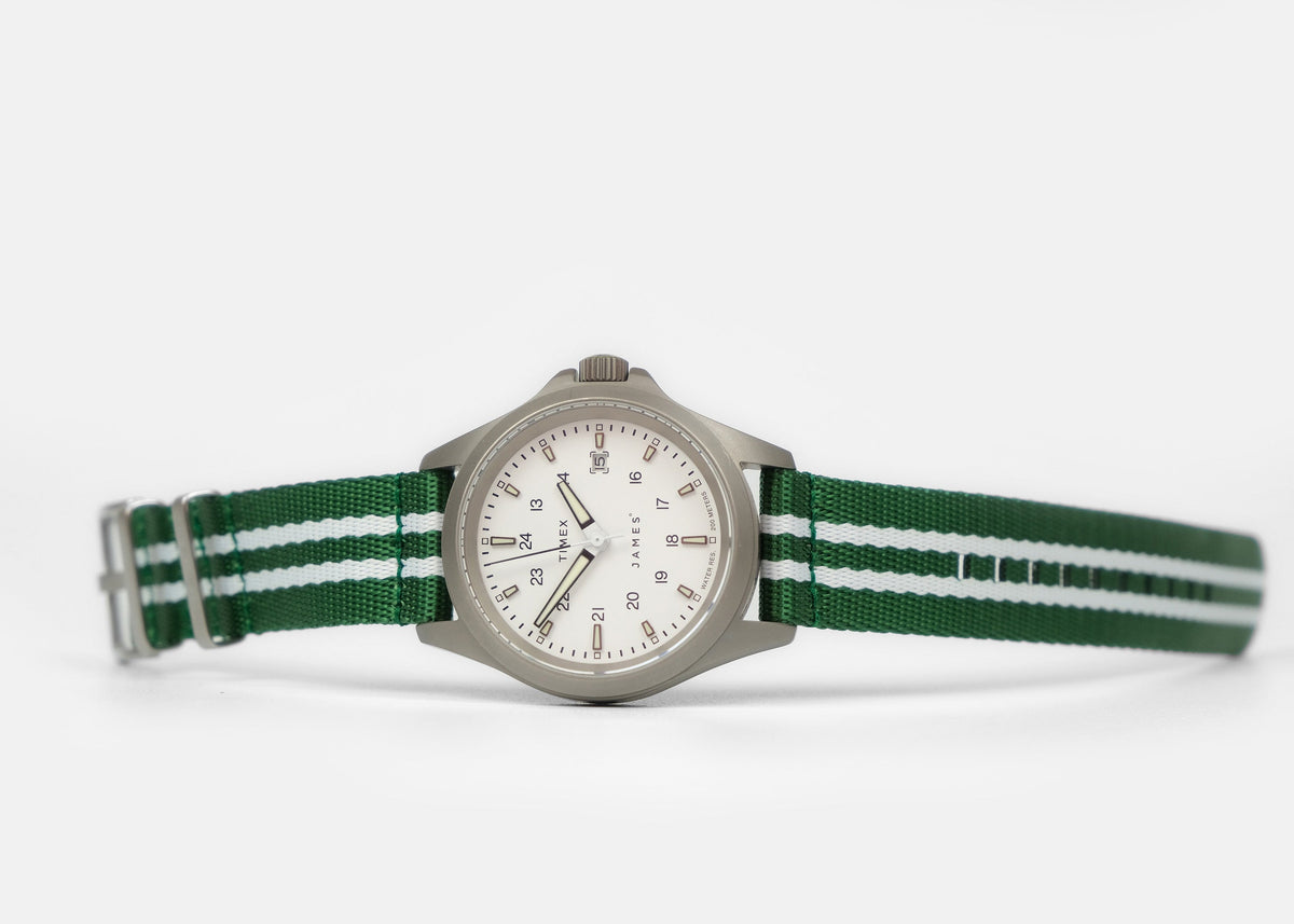 Under The Cuff Tennis Stripe Centre Court two-piece nylon watch strap