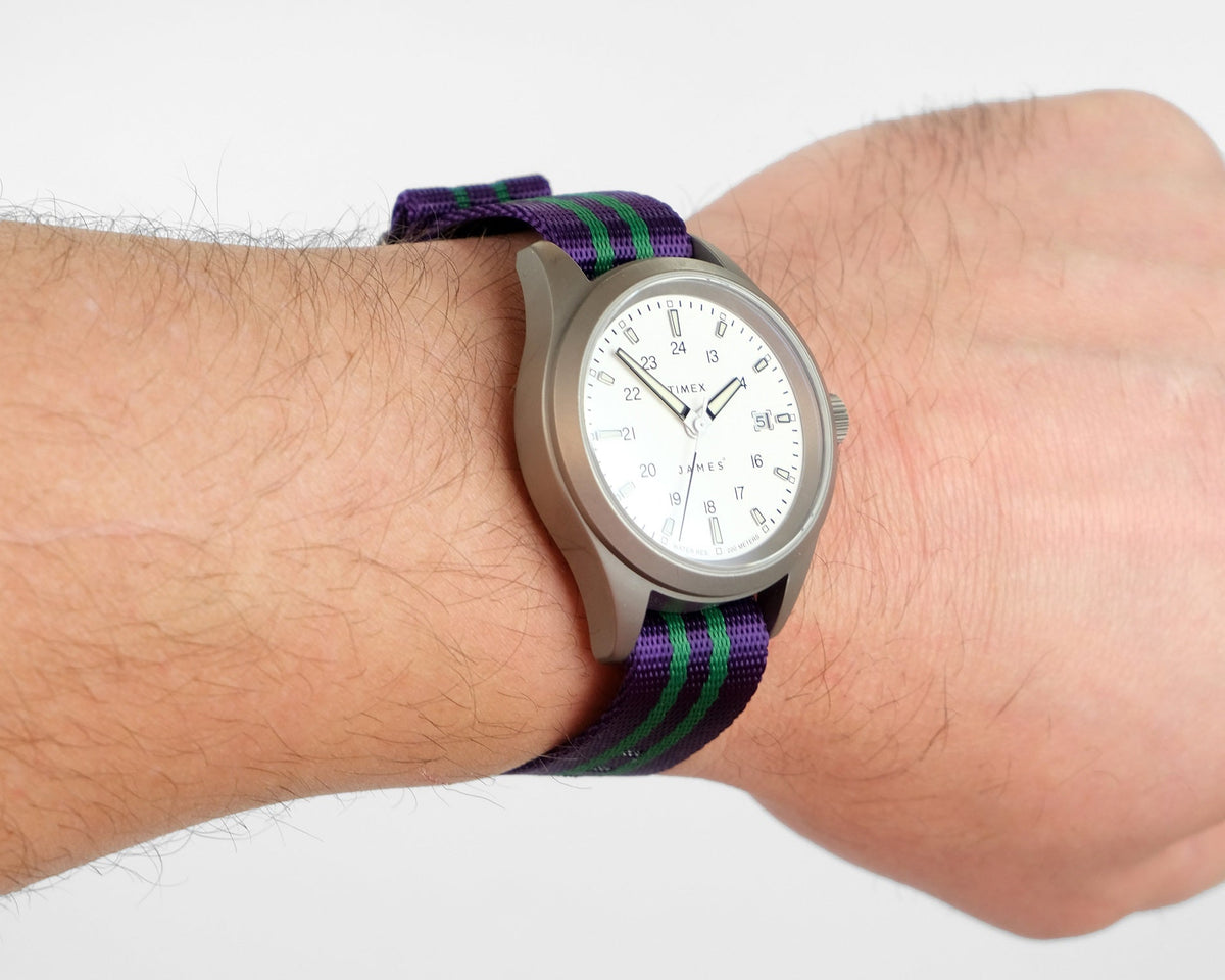 Under The Cuff Tennis Stripe SW19 pass-through nylon watch strap